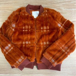LIKE NEW | Anthropologie Fuzzy Jacket in Copper | Size Extra Small.